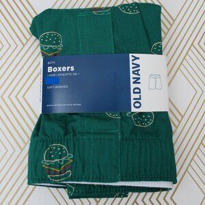 Old Navy Boys Printed Boxer Shorts Green Hamburger Multisize NWT